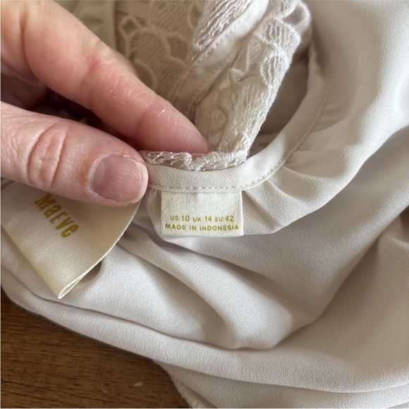 Anthropologie Maeve Lace Trace Tee Blouse Women's 10 Ivory Flutter Sleeve Top - Picture 11 of 15
